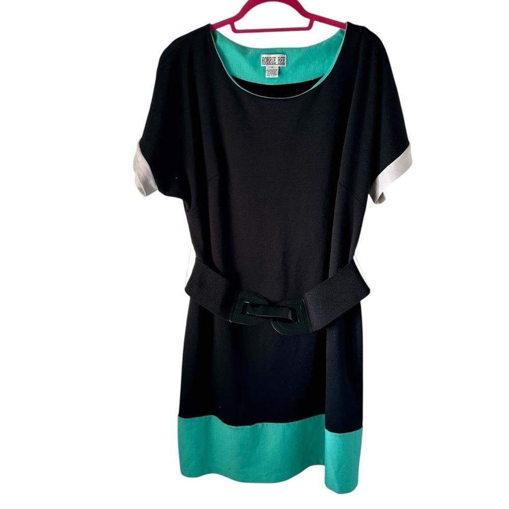 Robbie Bee Elegant Black and Teal/ Green Dress Size 14